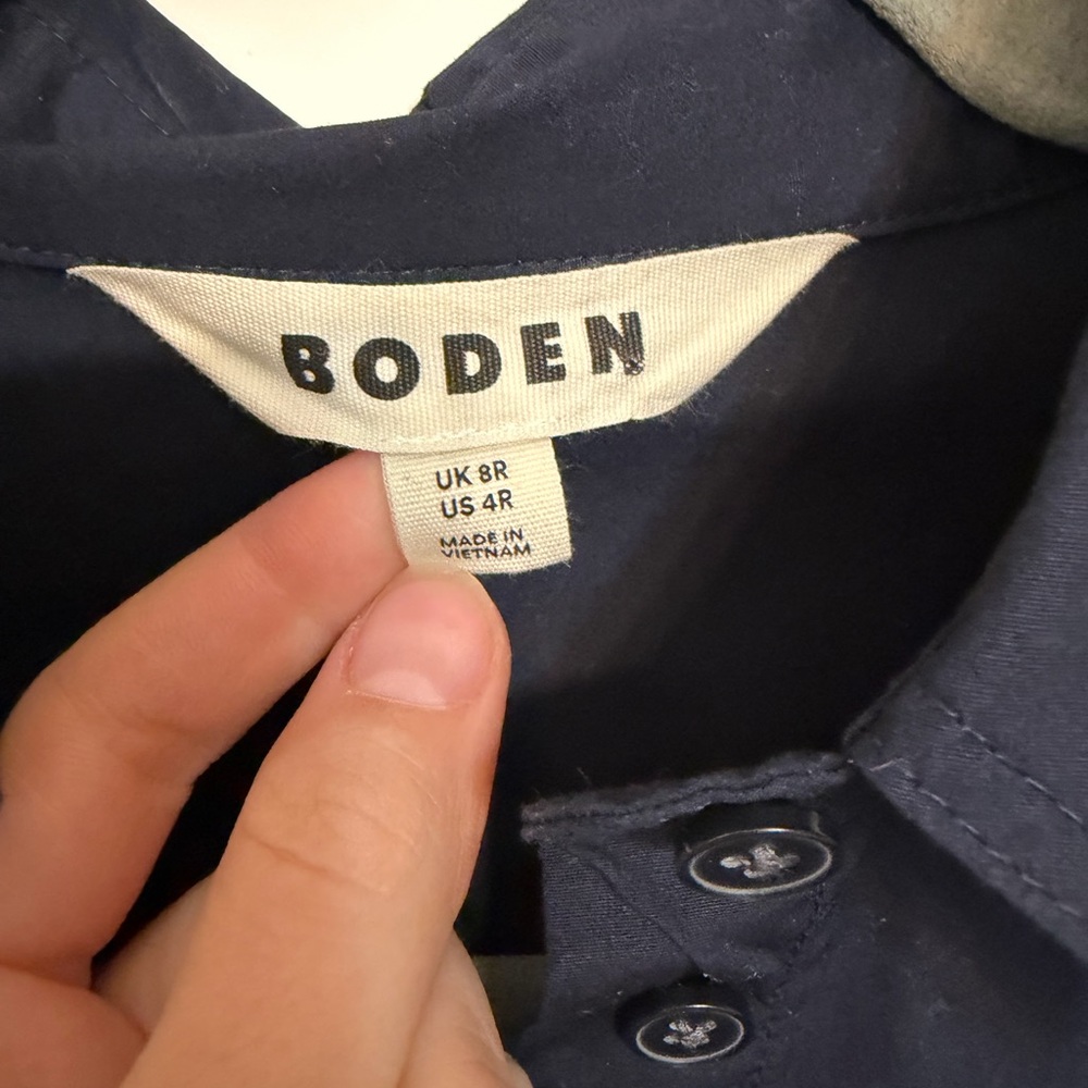 Boden Saskia Stretch Cotton Shirt Navy Size 4R - Picture 6 of 7